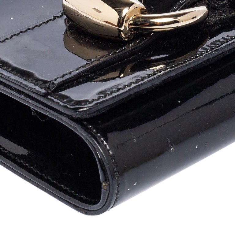 Gucci Black Patent Leather Romy Clutch For Sale 8