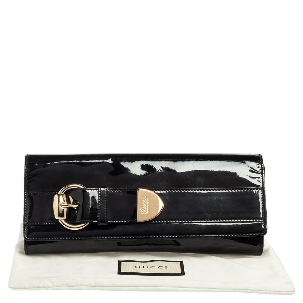 Gucci Black Patent Leather Romy Clutch 6