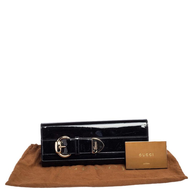 Gucci Black Patent Leather Romy Clutch For Sale 10