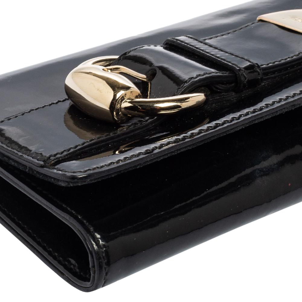 Women's Gucci Black Patent Leather Romy Clutch