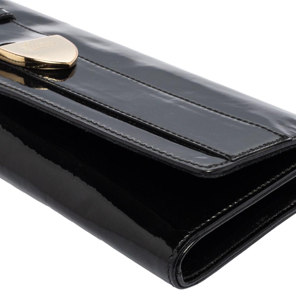 Gucci Black Patent Leather Romy Clutch 1