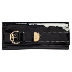 Gucci Black Patent Leather Romy Clutch