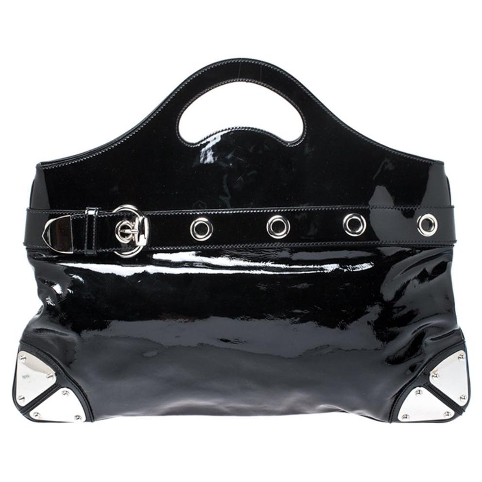 Gucci Black Patent Leather Romy Tote