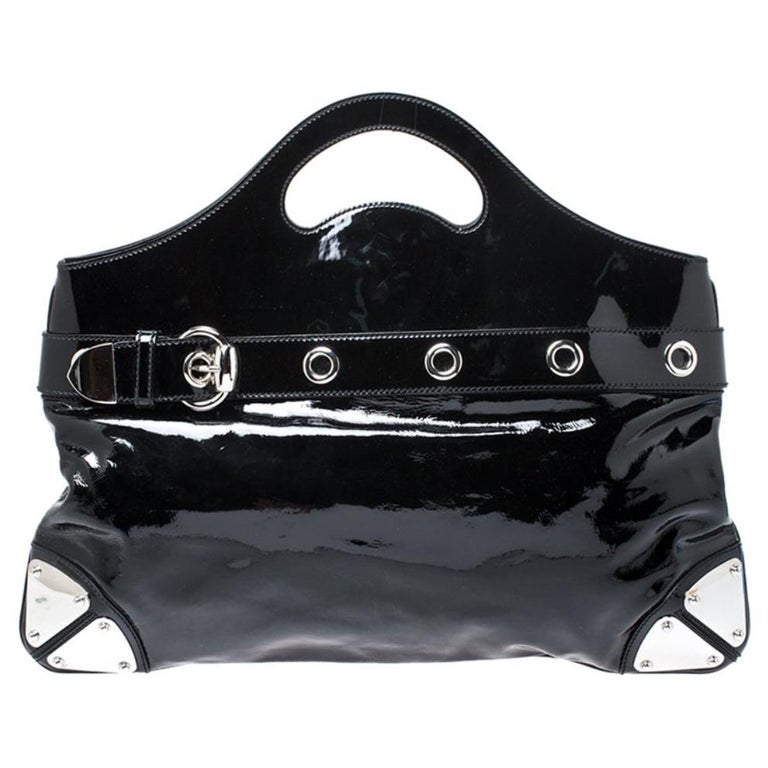 Gucci Black Patent Leather Romy Tote at 1stDibs
