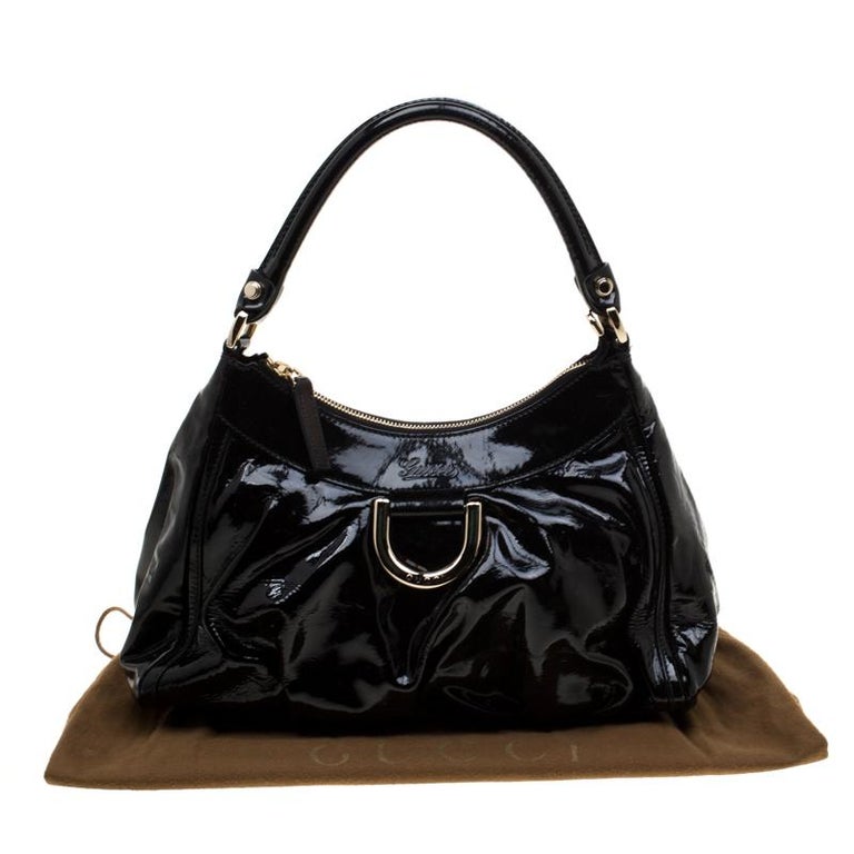 Gucci Black Patent Leather Small D Ring Shoulder Bag For Sale at 1stDibs