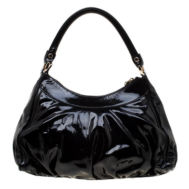 Gucci Black Patent Leather Small D Ring Shoulder Bag For Sale at 1stDibs