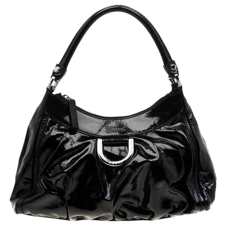 Gucci Black Patent Leather Small D Ring Shoulder Bag For Sale at 1stdibs