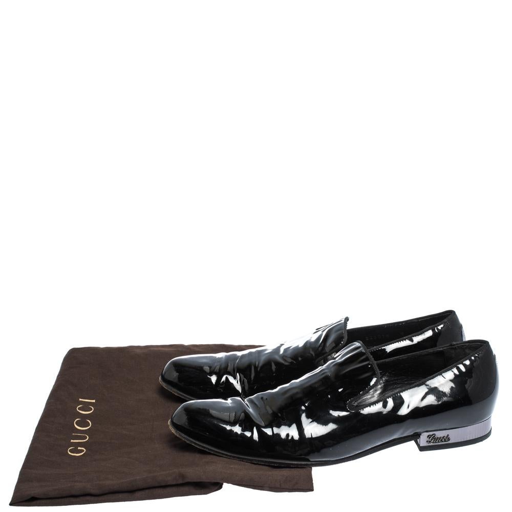 Gucci Black Patent Leather Smoking Slippers Size 42 1