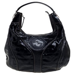 Gucci Black Patent Leather Snow Glam Medium Hobo