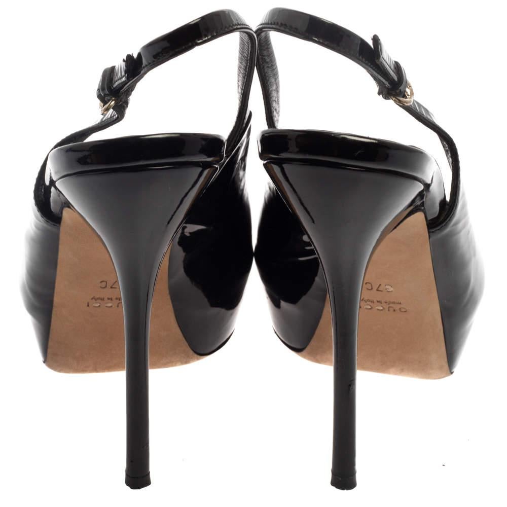 Donna Gucci Sandali con plateau Sofia in vernice nera taglia 37