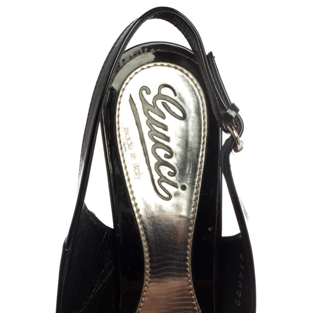 Gucci Sandali con plateau Sofia in vernice nera taglia 37 2