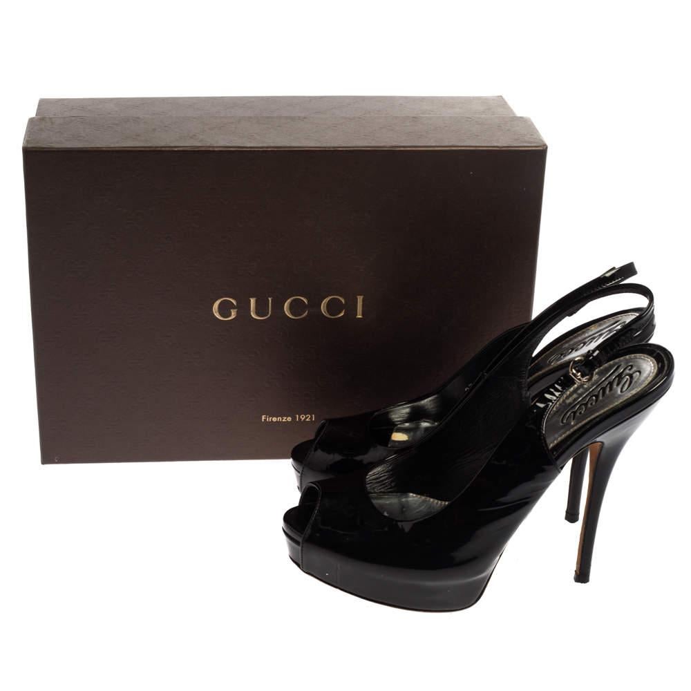 Gucci Sandali con plateau Sofia in vernice nera taglia 37 3