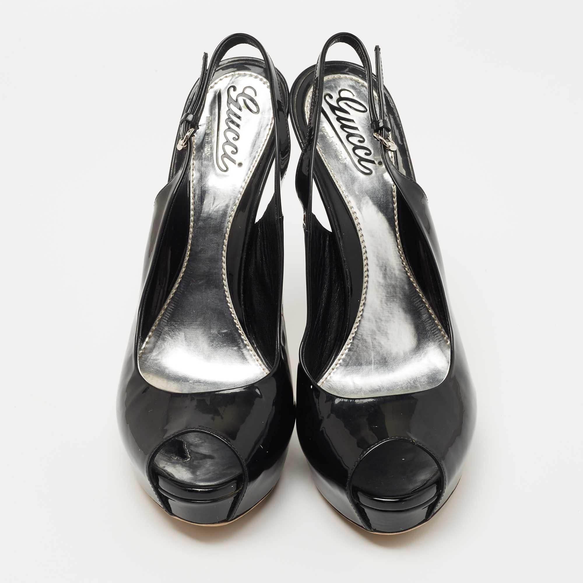 Noir Gucci - Sandales Sofia en cuir verni noir - Taille 39,5