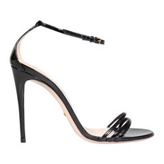 Gucci Black Patent Leather Strap Sandals Size IT 38