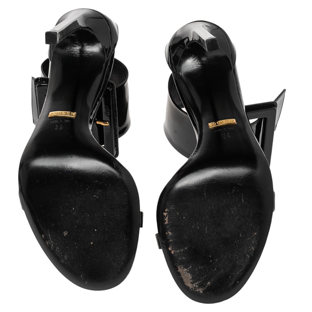 Gucci Black Patent Leather Victoire Ankle Strap Sandals Size 39 1