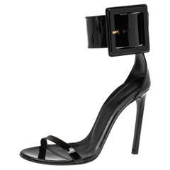Gucci Schwarz Lackleder Victoire Riemchensandalen Größe 39