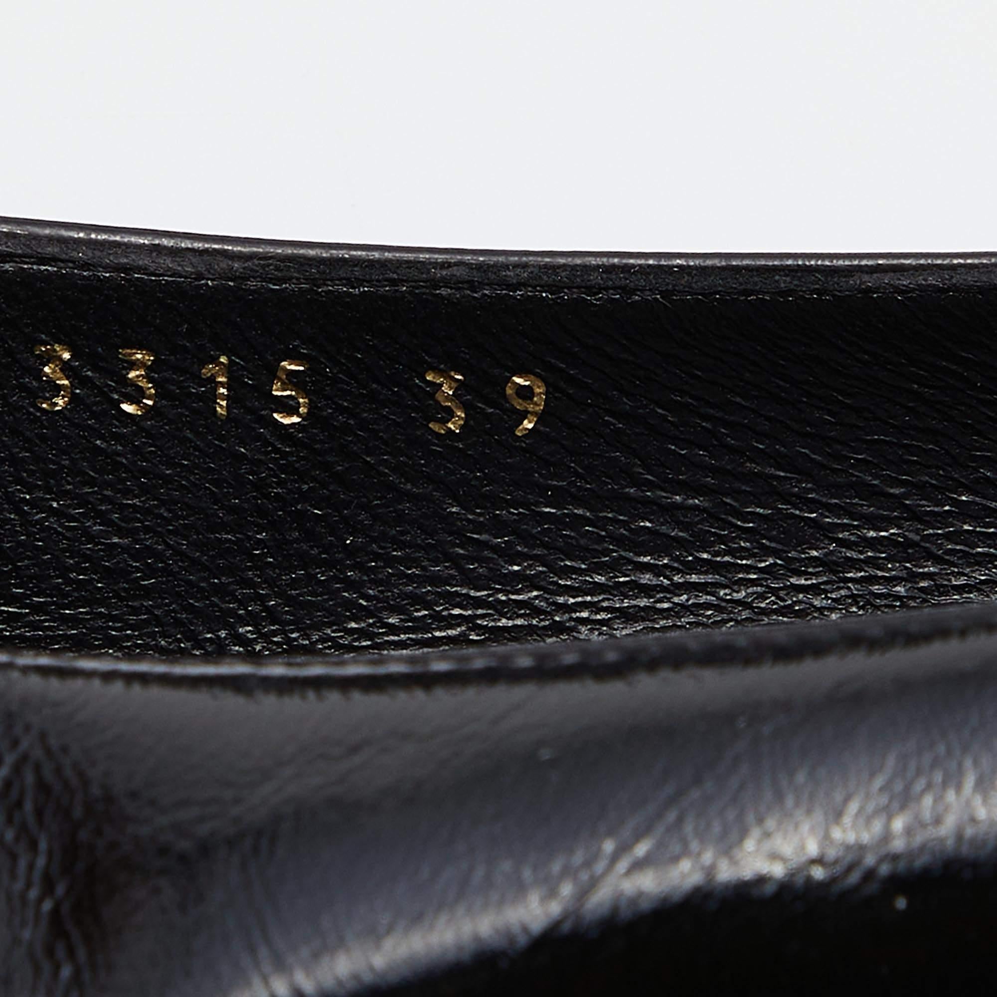 Gucci Black Patent Leather Web Stripe Ballet Flats Size 39 For Sale 4