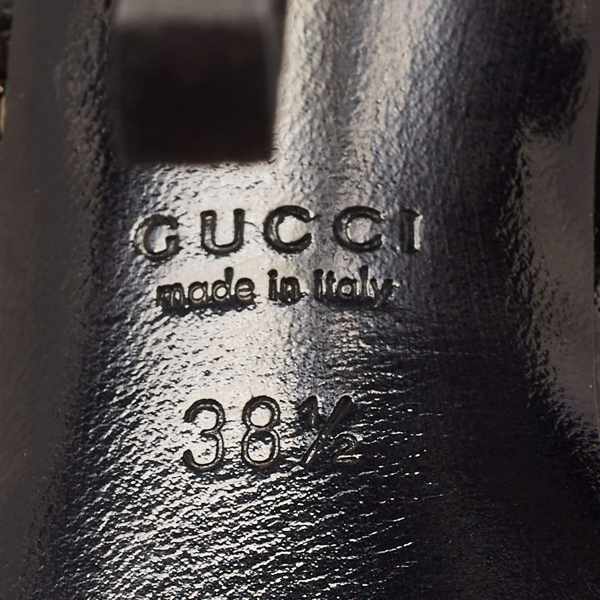 Gucci Black Patent Leather Zip Detail Platform Ankle Boots Size 38.5 4