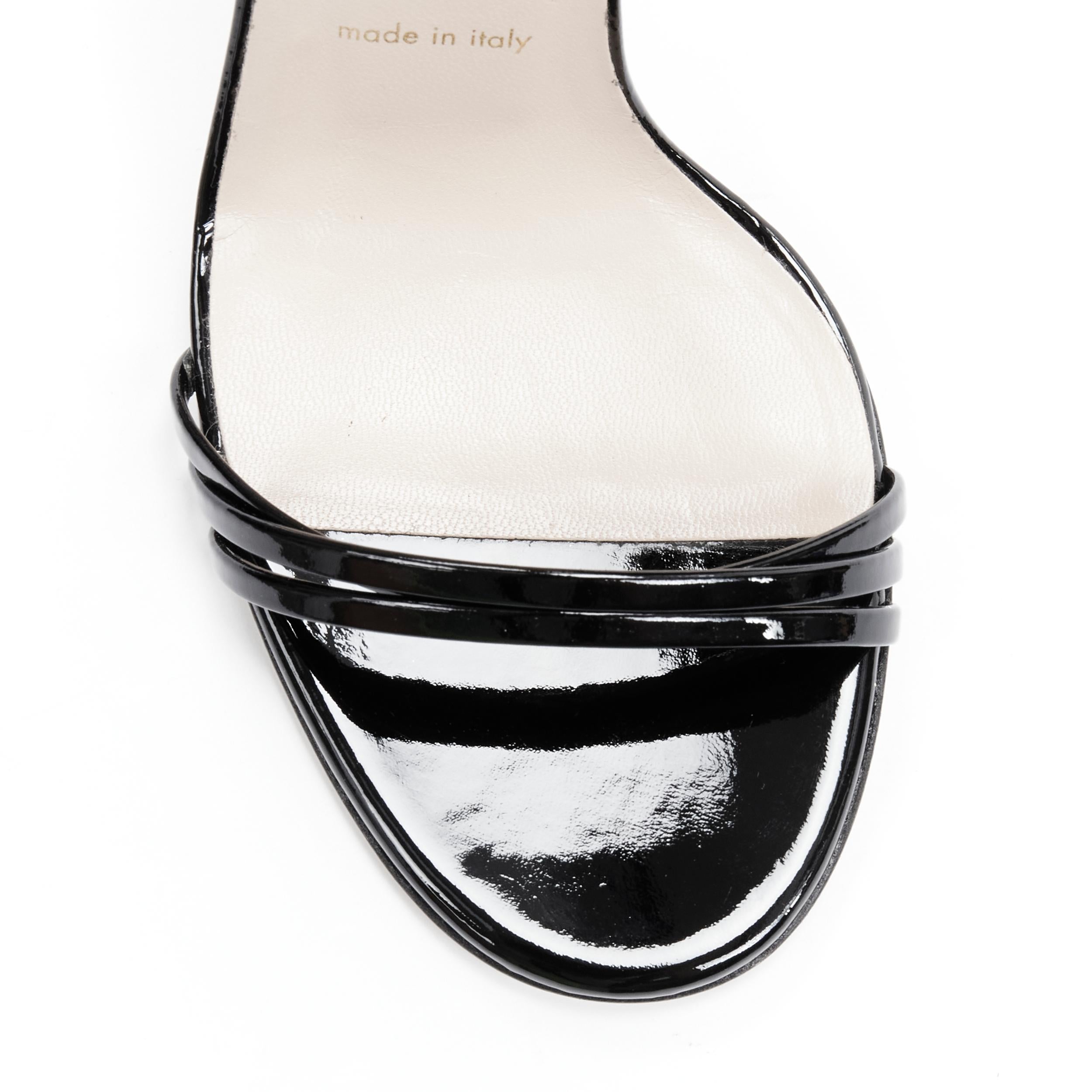 GUCCI black patent minimalist simple strappy high heel sandals EU37.5 In Excellent Condition In Hong Kong, NT