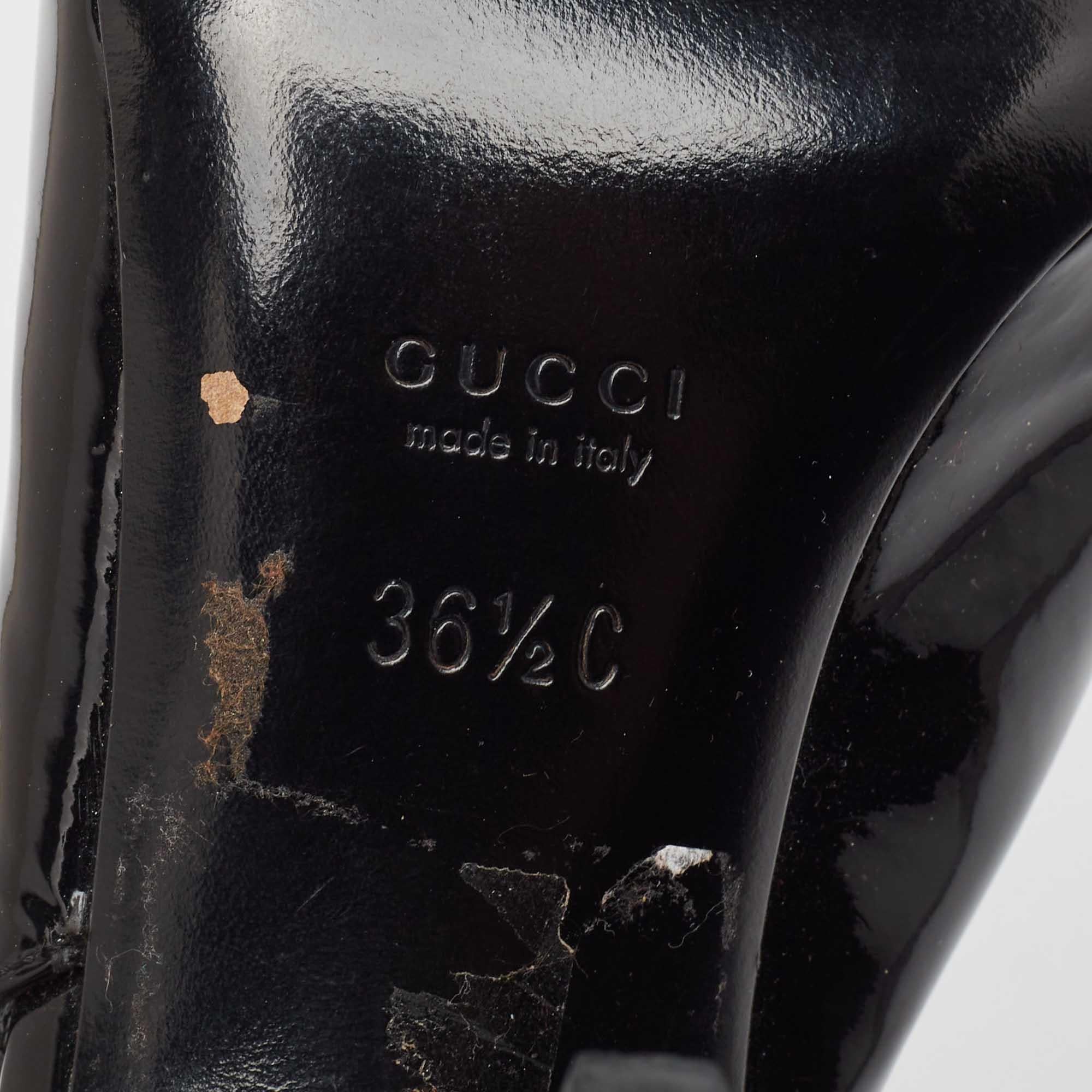 Gucci Black Patent Peep Toe Slingback Pumps Size 36.5 4