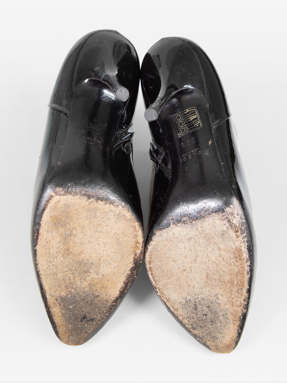 Women's Gucci Black Patent Point Toe Boots Size IT 38.5 For Sale