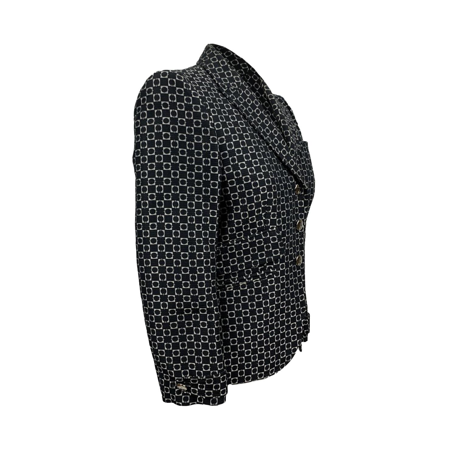 Gucci Black Patterned Cotton and Silk Blazer Jacket Size 40 IT In Excellent Condition In Rome, Rome