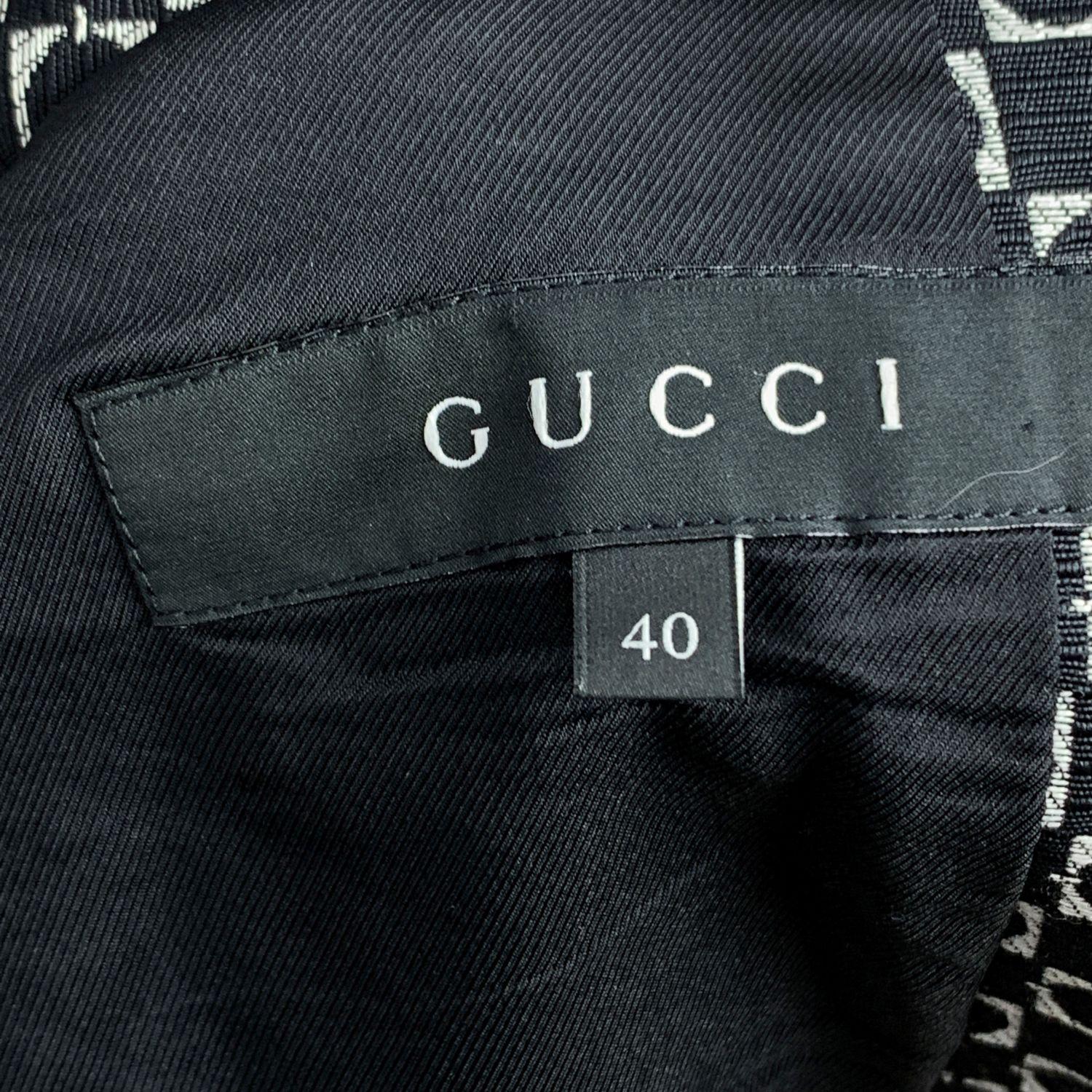 Gucci Black Patterned Cotton and Silk Blazer Jacket Size 40 IT 2