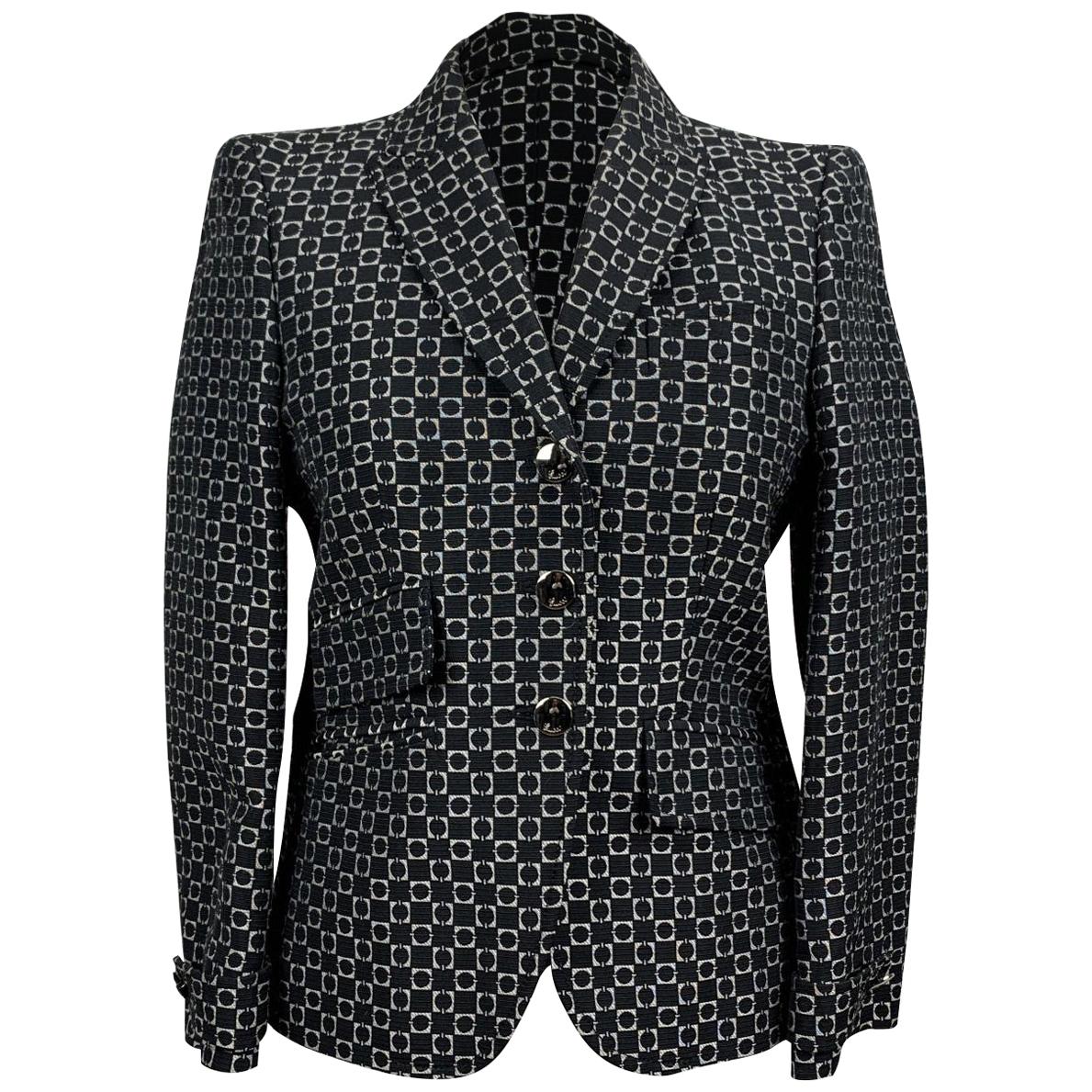 Gucci Black Patterned Cotton and Silk Blazer Jacket Size 40 IT