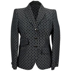 Used Gucci Black Patterned Cotton and Silk Blazer Jacket Size 40 IT