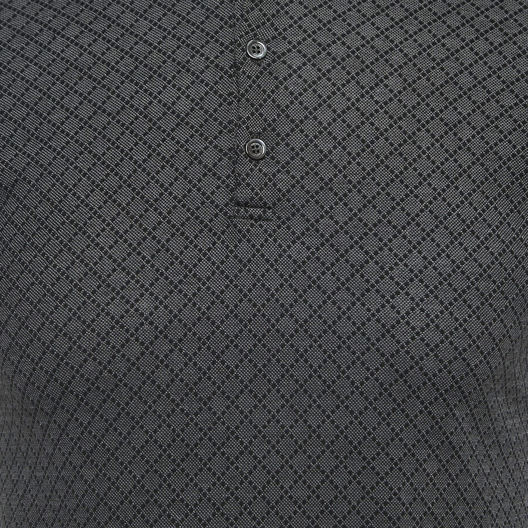 Gucci Black Patterned Cotton Web Stripe Detailed Polo T-Shirt XS In Good Condition In Dubai, Al Qouz 2