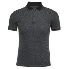 Schwarz gemustertes, detailliertes Polo-T-Shirt aus Baumwolle mit Webstreifen von Gucci XS