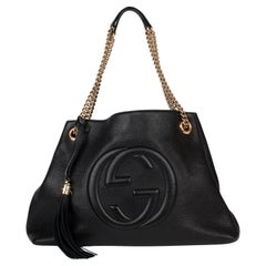 Gucci Black Pebbled Calfskin Leather Medium Soho Chain Shoulder Bag