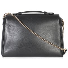 Gucci Black Pebbled Calfskin Medium Interlocking G Flap Bag