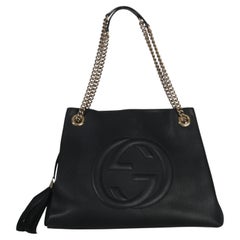 Gucci Black Pebbled Calfskin Medium Soho Chain Shoulder Bag