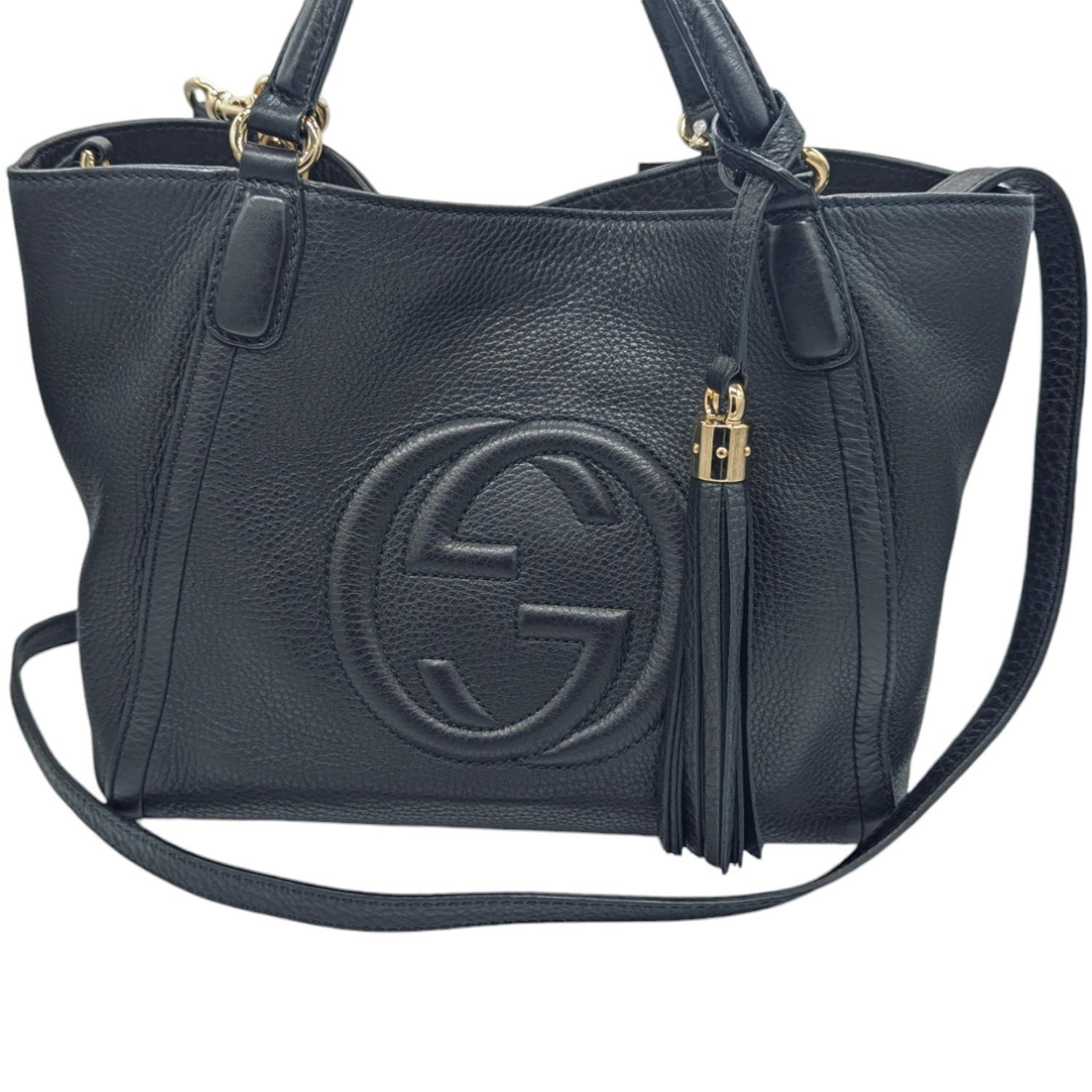 Gucci Black Pebbled Calfskin Small Soho Hobo In Excellent Condition In Scottsdale, AZ