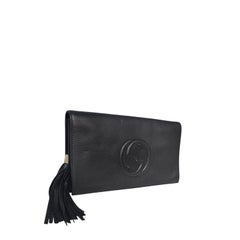Gucci Black Pebbled Calfskin Soho Tassel Clutch