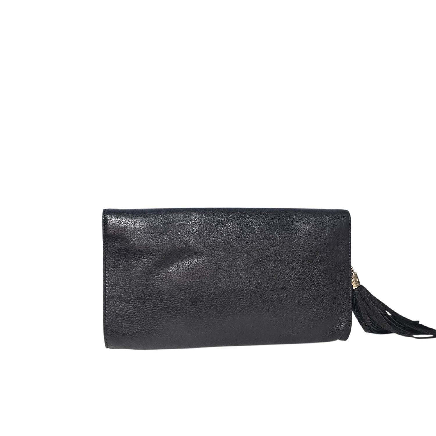 Nero Gucci Pochette con nappe Soho in pelle di vitello nera in vendita