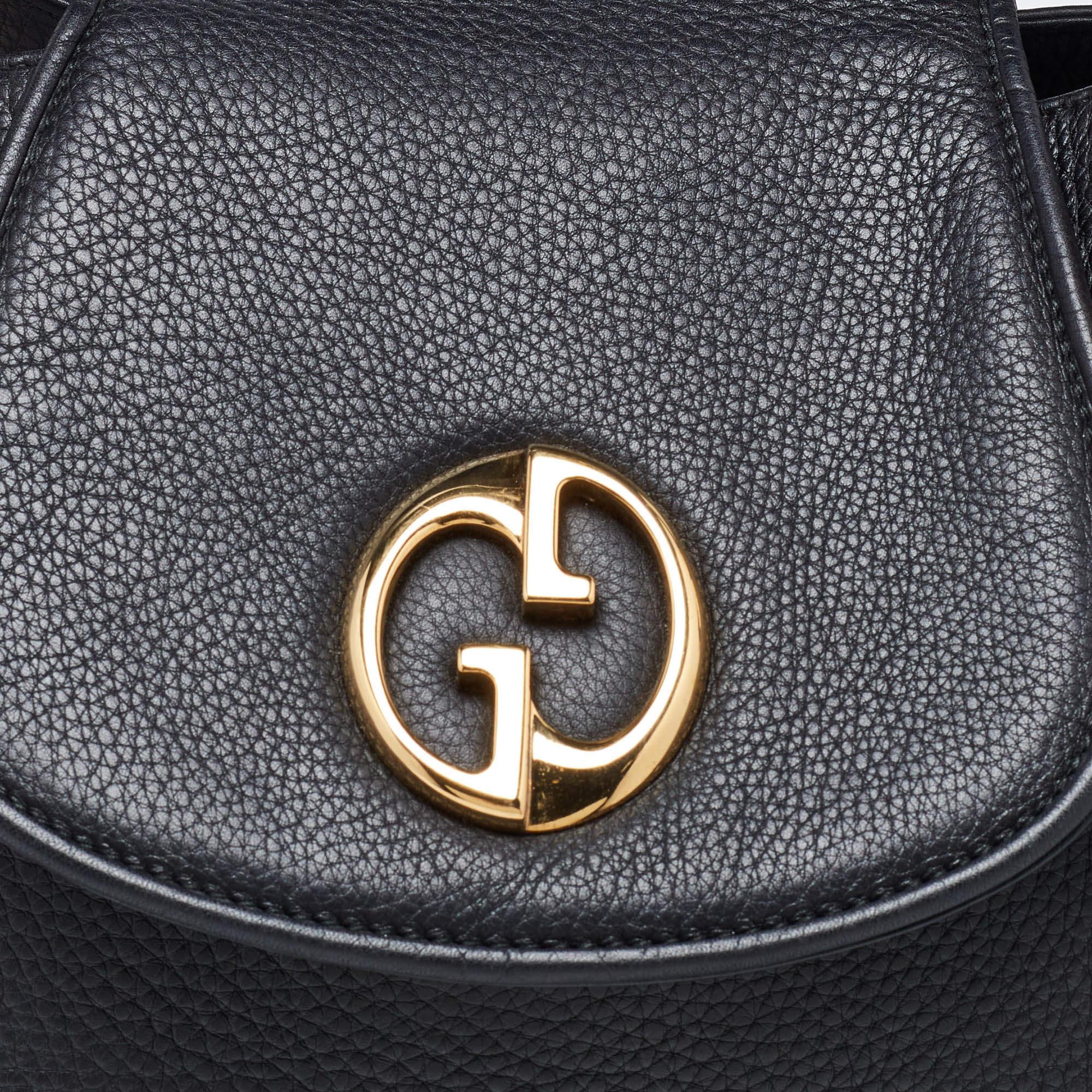 Gucci Black Pebbled Leather 1973 Tote 1