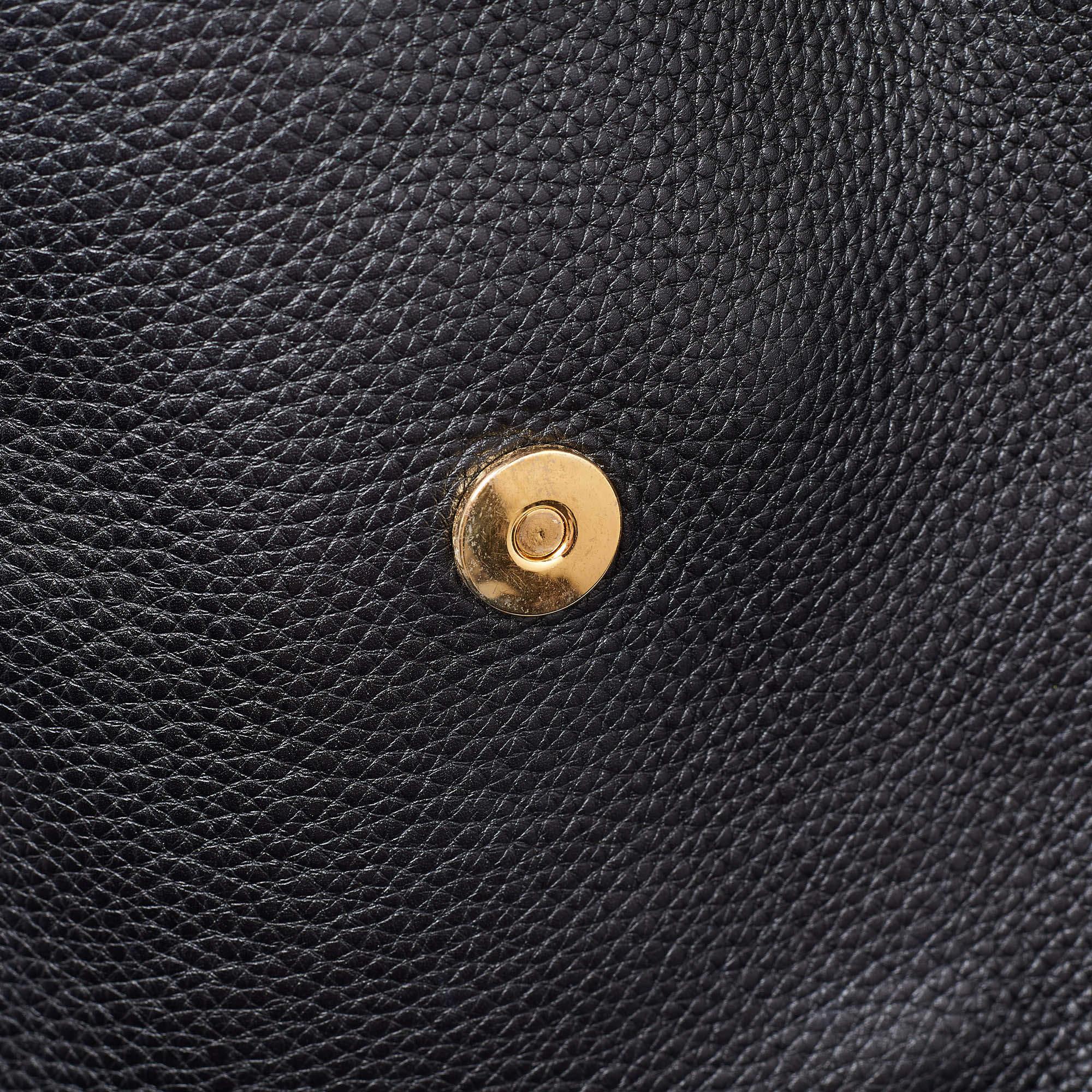 Gucci Black Pebbled Leather 1973 Tote 2