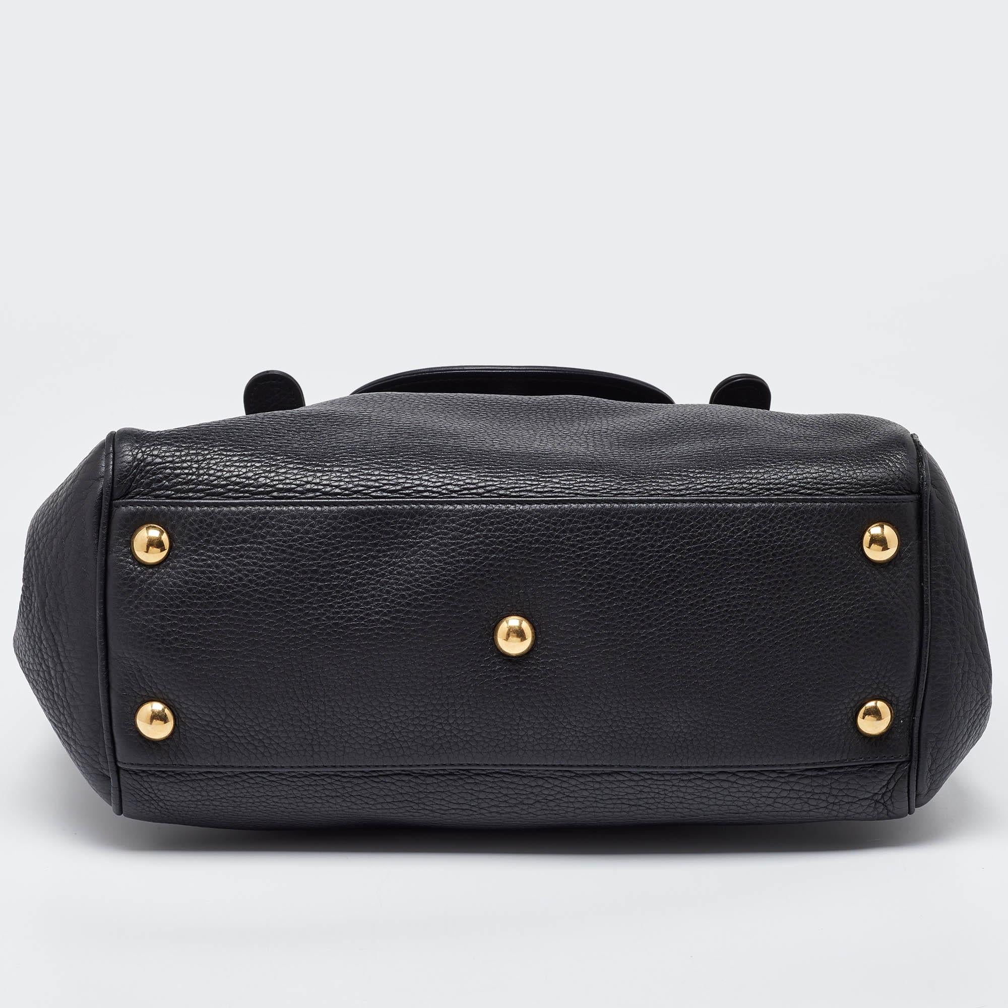 Gucci Black Pebbled Leather 1973 Tote 4