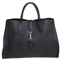 Gucci Black Pebbled Leather Large Jackie Tote