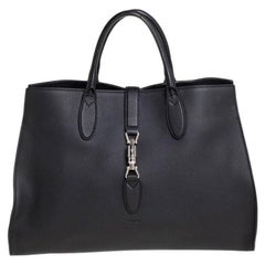 Gucci - Large Jackie Tote en cuir grainé noir