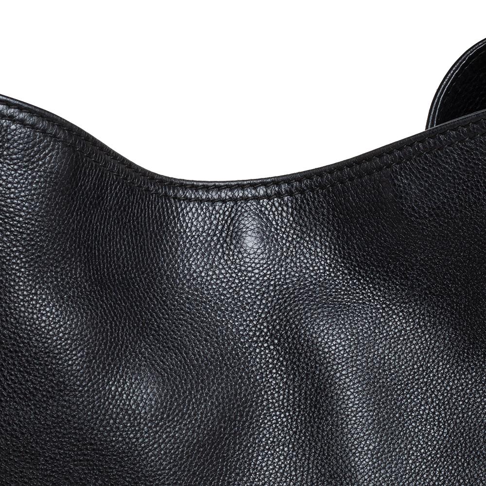 Gucci Black Pebbled Leather Medium Heritage Shoulder Bag 6