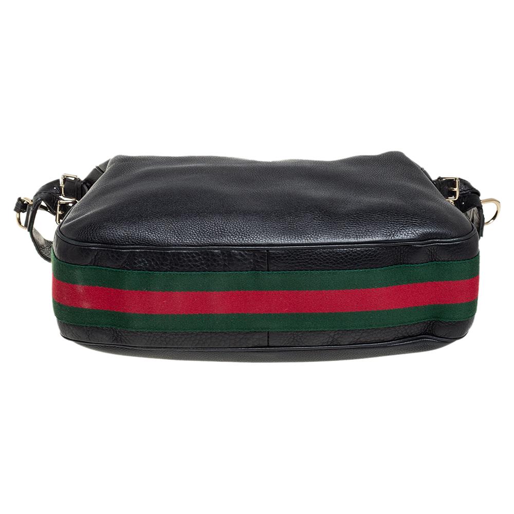 Gucci Black Pebbled Leather Medium Heritage Shoulder Bag 9