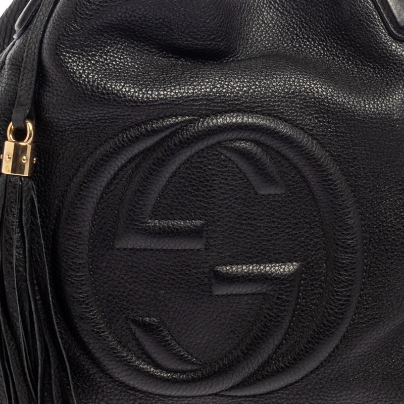 Gucci Black Pebbled Leather Medium Soho Shoulder Bag 2