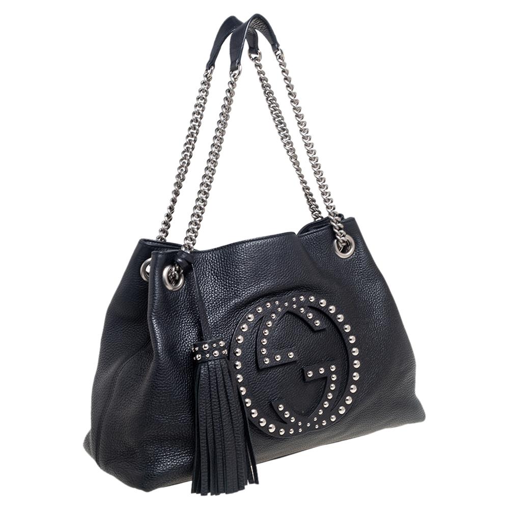 gucci black pebbled leather bag