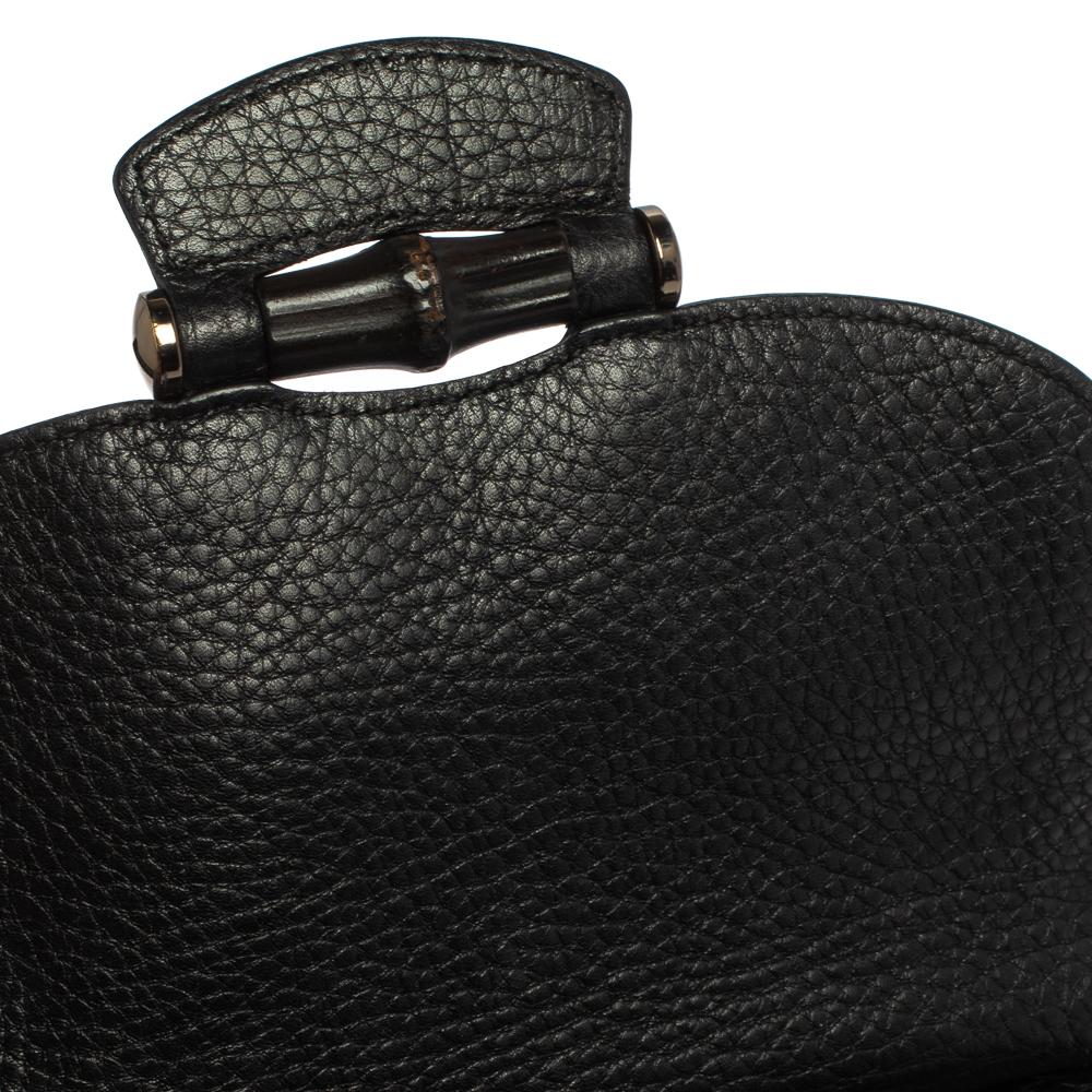 Gucci Black Pebbled Leather Nouveau Tassel Shoulder Bag 6