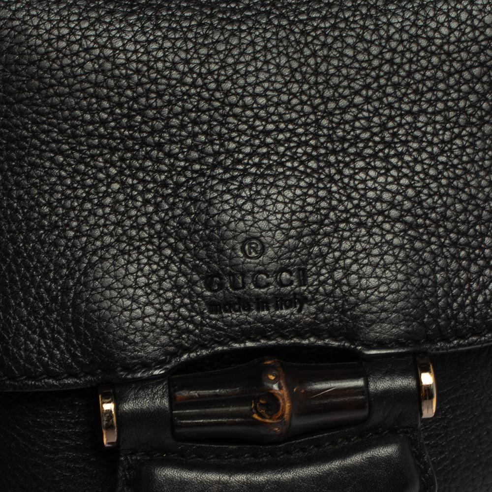 Gucci Black Pebbled Leather Nouveau Tassel Shoulder Bag 8