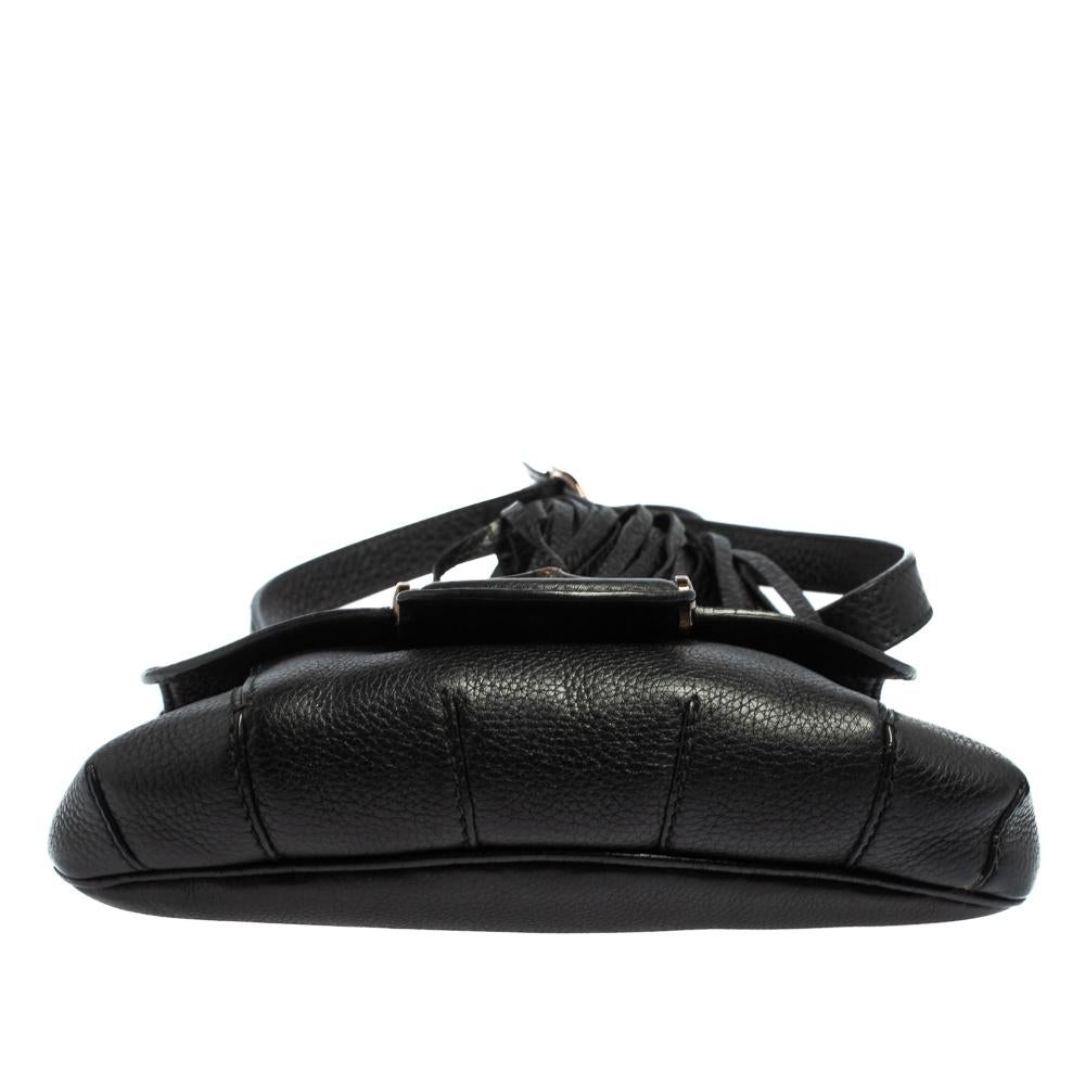 Gucci Black Pebbled Leather Nouveau Tassel Shoulder Bag 1