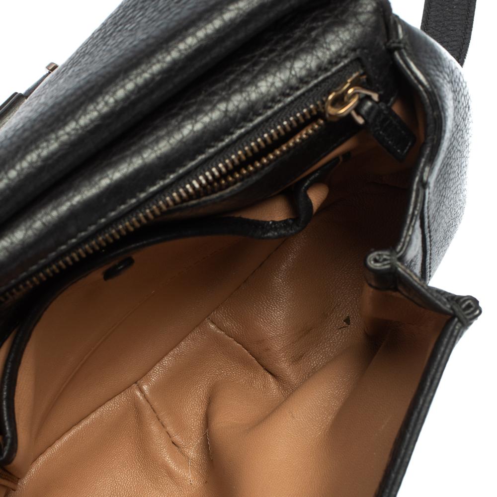 Gucci Black Pebbled Leather Nouveau Tassel Shoulder Bag 2